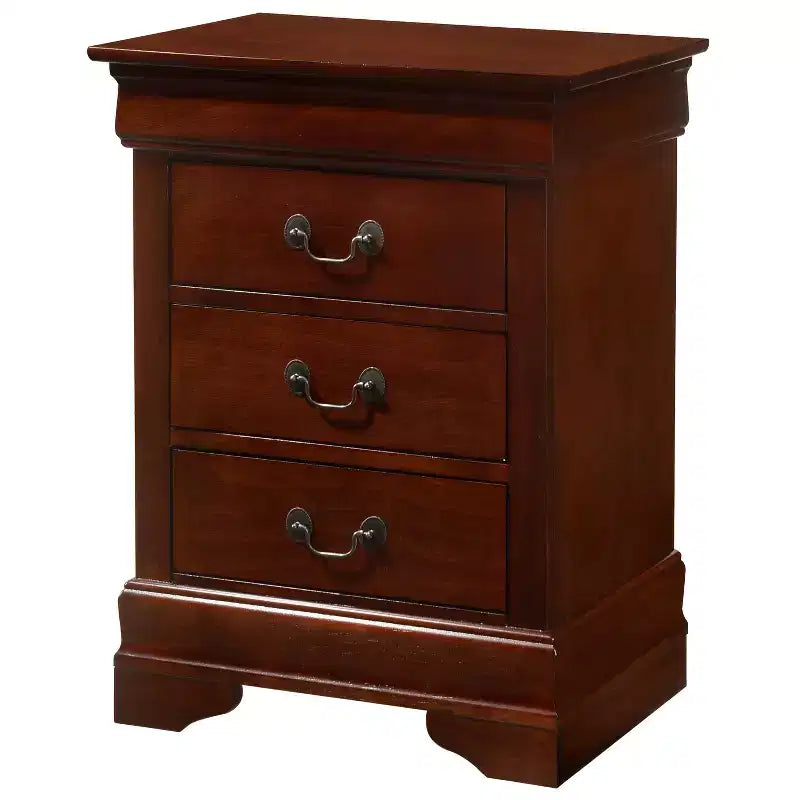 Table de chevet Louis Phillipe HomeStock, 74 cm (H) x 53 cm (L) x 41 cm (P), avec trois tiroirs