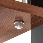 Table basse moderne rectangulaire Okak à 2 niveaux avec plateau en verre trempé et pieds en métal, table centrale d'appoint avec couche MDF pour salon