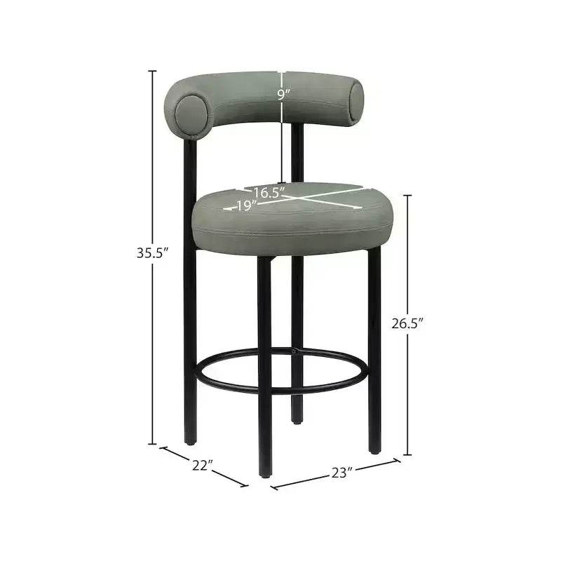 Meridian Furniture, Tabouret de comptoir en cuir végétalien vert Bordeaux, Lot de 2