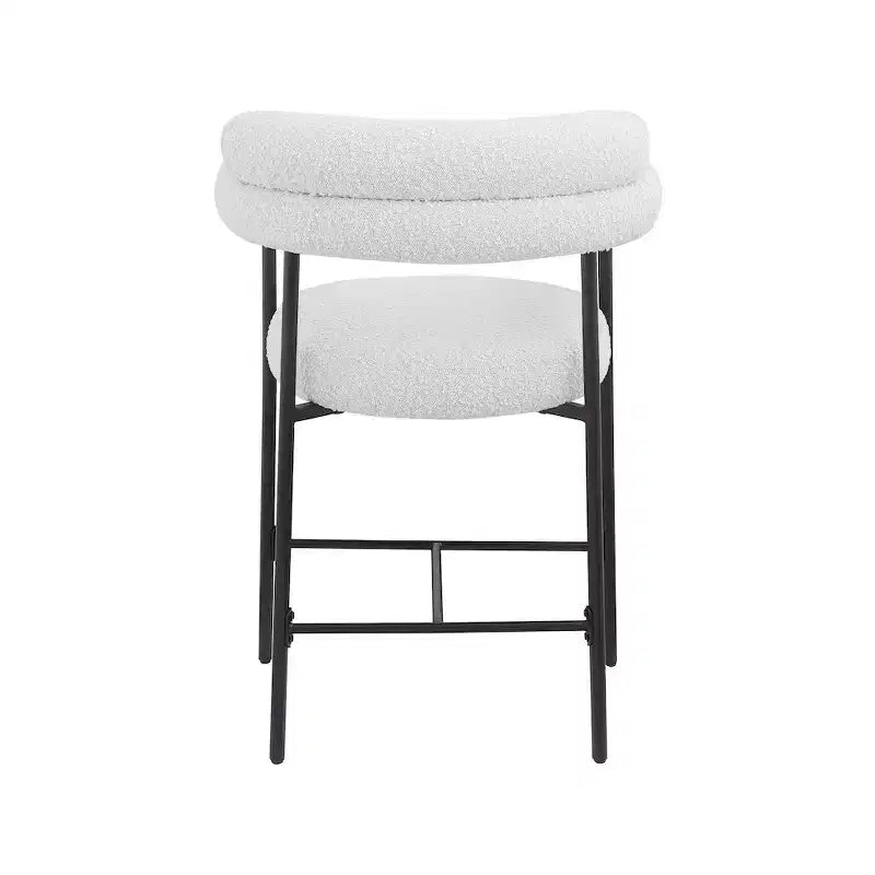 Meridian Furniture, Tabouret de comptoir Blake en tissu bouclette crème, Lot de 2