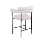 Meridian Furniture, Tabouret de comptoir Blake en tissu bouclette crème, Lot de 2