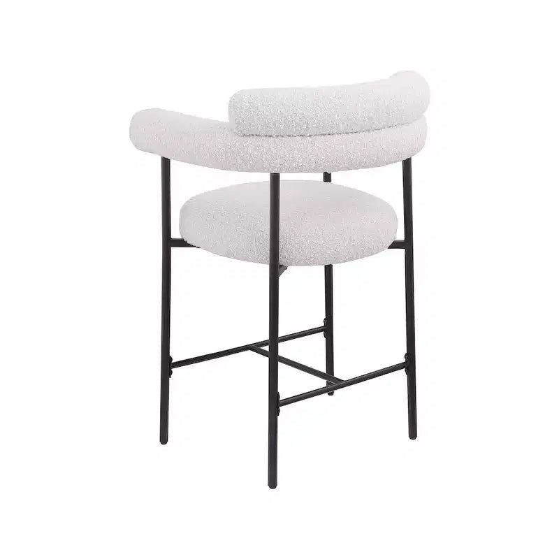 Meridian Furniture, Tabouret de comptoir Blake en tissu bouclette crème, Lot de 2