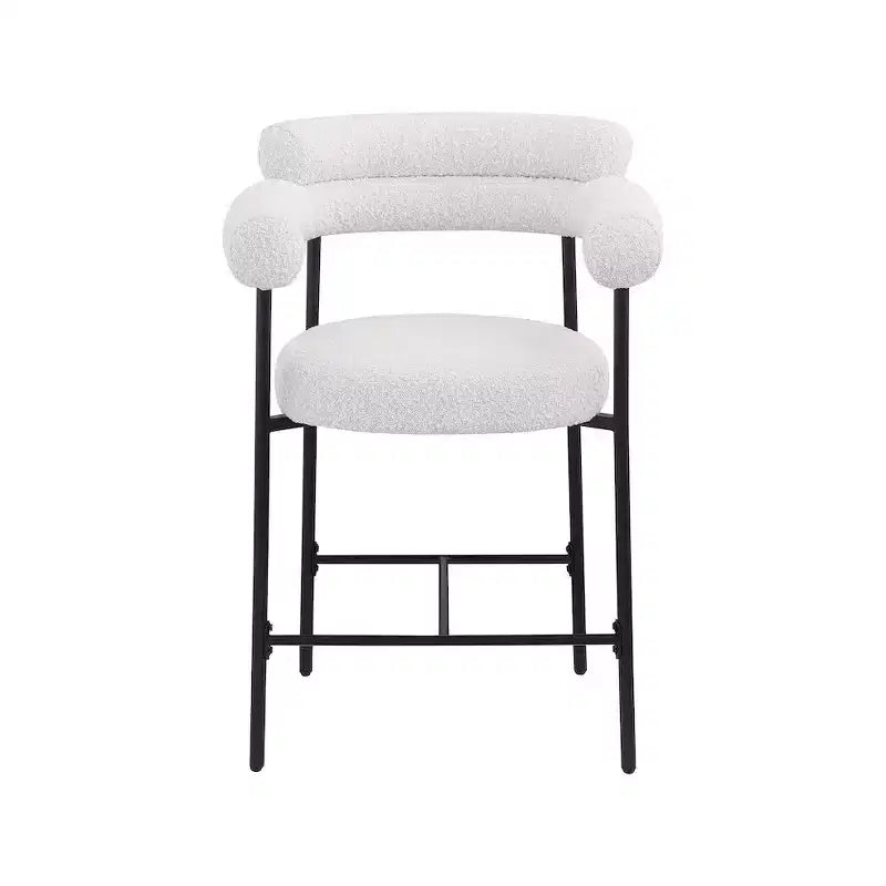 Meridian Furniture, Tabouret de comptoir Blake en tissu bouclette crème, Lot de 2