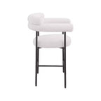 Meridian Furniture, Tabouret de comptoir Blake en tissu bouclette crème, Lot de 2