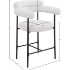 Meridian Furniture, Tabouret de comptoir Blake en tissu bouclette crème, Lot de 2
