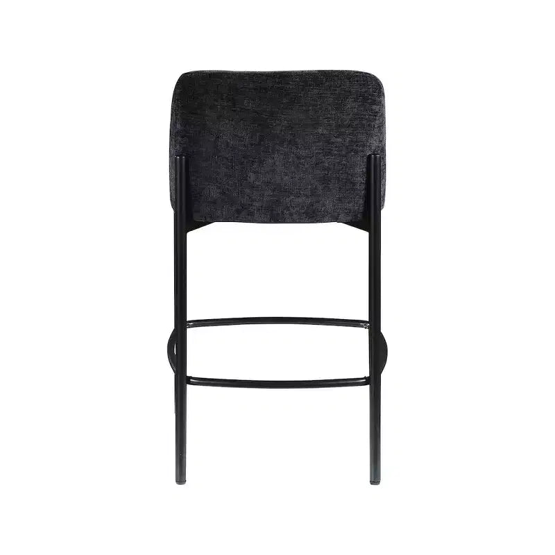 Meridian Furniture, Tabouret Burton en tissu chenille noir, Lot de 2