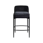 Meridian Furniture, Tabouret Burton en tissu chenille noir, Lot de 2
