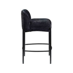 Meridian Furniture, Tabouret Burton en tissu chenille noir, Lot de 2