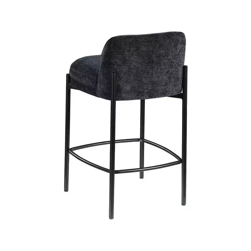 Meridian Furniture, Tabouret Burton en tissu chenille noir, Lot de 2