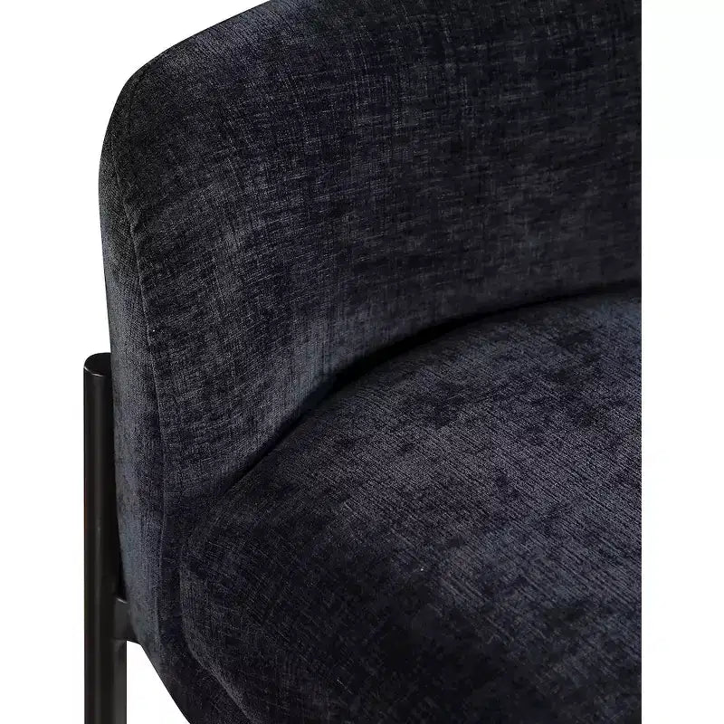Meridian Furniture, Tabouret Burton en tissu chenille noir, Lot de 2