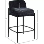 Meridian Furniture, Tabouret Burton en tissu chenille noir, Lot de 2