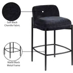 Meridian Furniture, Tabouret Burton en tissu chenille noir, Lot de 2