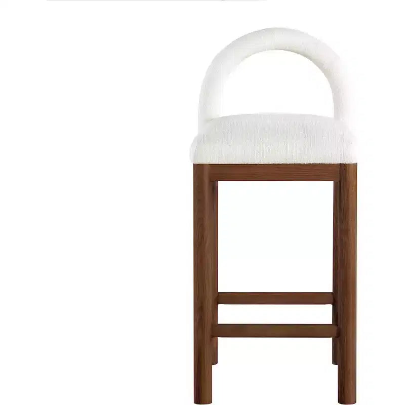 Meridian Furniture, Tabouret de comptoir en tissu texturé lin crème Conrad