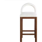 Meridian Furniture, Tabouret de comptoir en tissu texturé lin crème Conrad