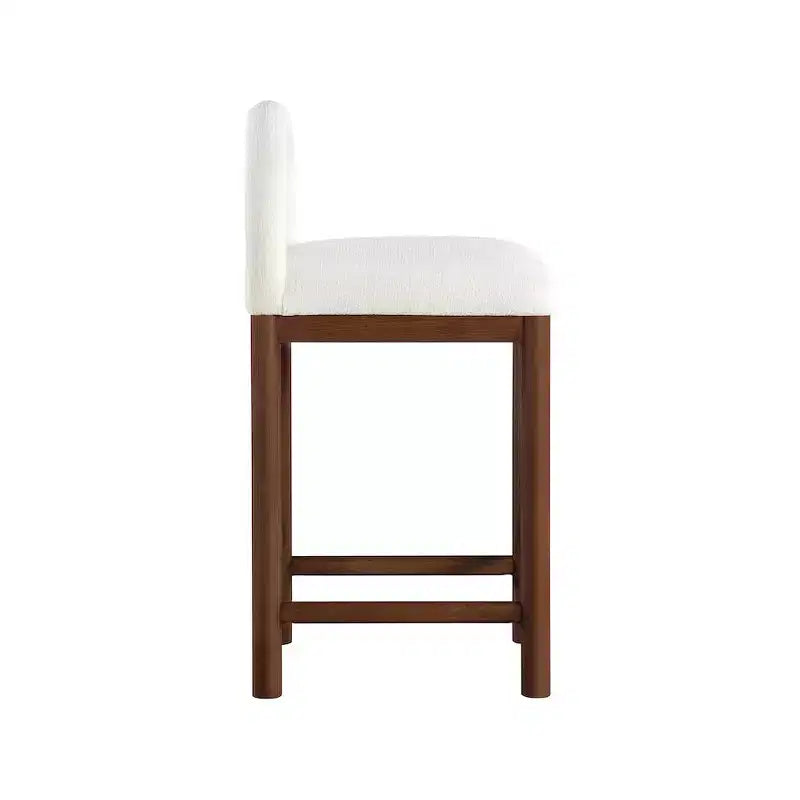 Meridian Furniture, Tabouret de comptoir en tissu texturé lin crème Conrad