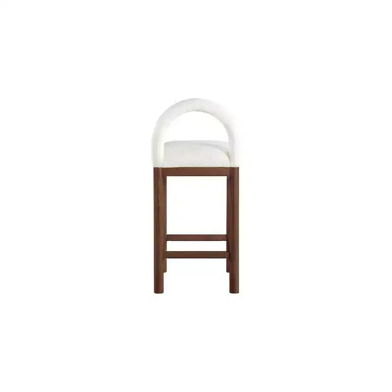 Meridian Furniture, Tabouret de comptoir en tissu texturé lin crème Conrad