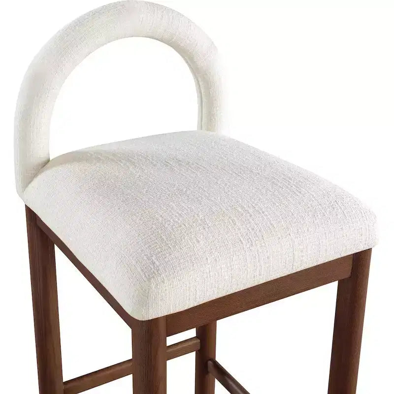 Meridian Furniture, Tabouret de comptoir en tissu texturé lin crème Conrad