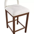 Meridian Furniture, Tabouret de comptoir en tissu texturé lin crème Conrad