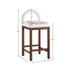 Meridian Furniture, Tabouret de comptoir en tissu texturé lin crème Conrad