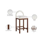 Meridian Furniture, Tabouret de comptoir en tissu texturé lin crème Conrad