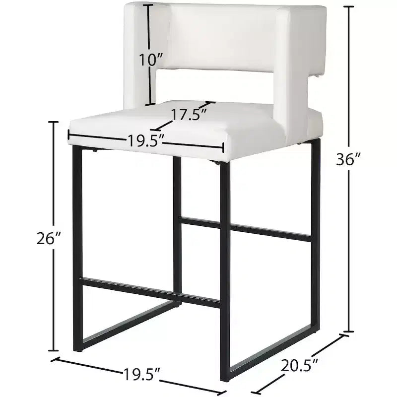 Meridian Furniture, Tabouret de comptoir Caleb en similicuir blanc, lot de 2