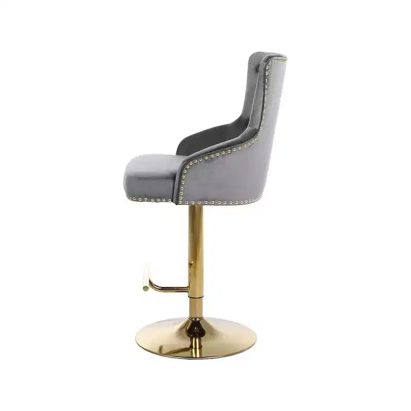 Tabouret réglable Meridian Furniture, Claude en velours gris