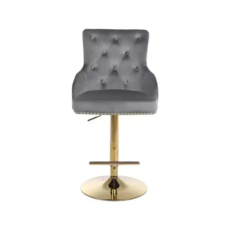 Tabouret réglable Meridian Furniture, Claude en velours gris