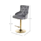Tabouret réglable Meridian Furniture, Claude en velours gris