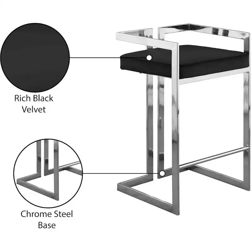 Tabourets en velours noir Ezra de Meridian Furniture, lot de 2