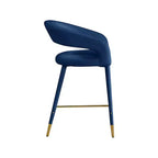 Meridian Furniture, Tabouret en velours bleu marine Destiny