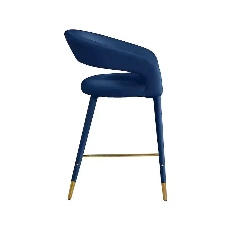 Meridian Furniture, Tabouret en velours bleu marine Destiny