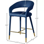 Meridian Furniture, Tabouret en velours bleu marine Destiny