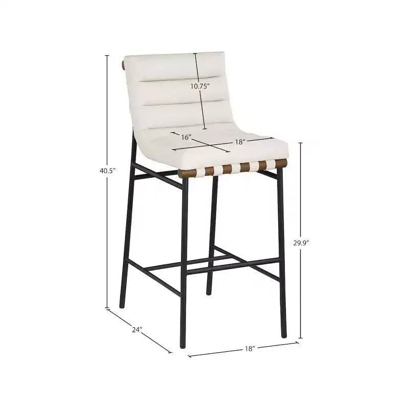Tabouret de bar Meridian Furniture, Burke en similicuir crème