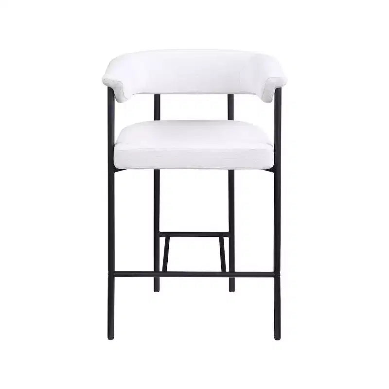 Meridian Furniture, Tabouret de comptoir en tissu texturé lin crème Malin, lot de 2