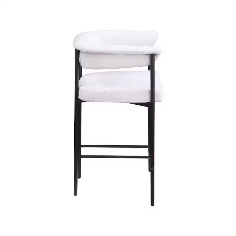 Meridian Furniture, Tabouret de comptoir en tissu texturé lin crème Malin, lot de 2