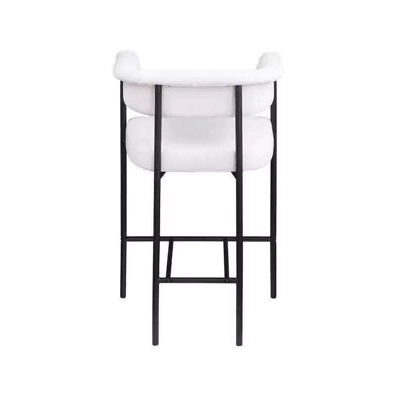 Meridian Furniture, Tabouret de comptoir en tissu texturé lin crème Malin, lot de 2