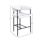 Meridian Furniture, Tabouret de comptoir en tissu texturé lin crème Malin, lot de 2