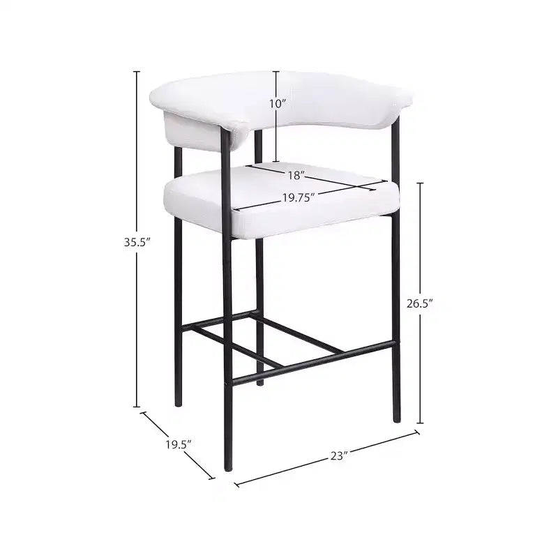 Meridian Furniture, Tabouret de comptoir en tissu texturé lin crème Malin, lot de 2