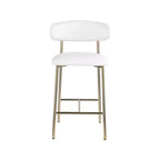 Meridian Furniture, Tabouret de comptoir Lupita en cuir vegan blanc, Lot de 2
