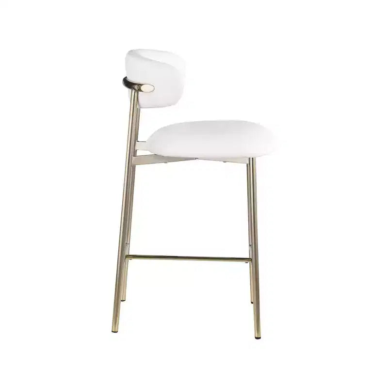 Meridian Furniture, Tabouret de comptoir Lupita en cuir vegan blanc, Lot de 2