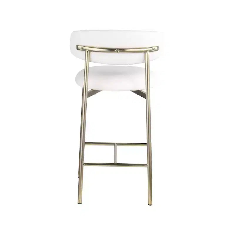Meridian Furniture, Tabouret de comptoir Lupita en cuir vegan blanc, Lot de 2