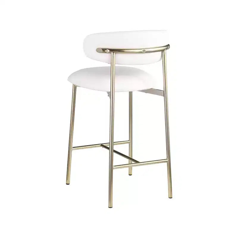 Meridian Furniture, Tabouret de comptoir Lupita en cuir vegan blanc, Lot de 2