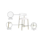 Meridian Furniture, Tabouret de comptoir Lupita en cuir vegan blanc, Lot de 2