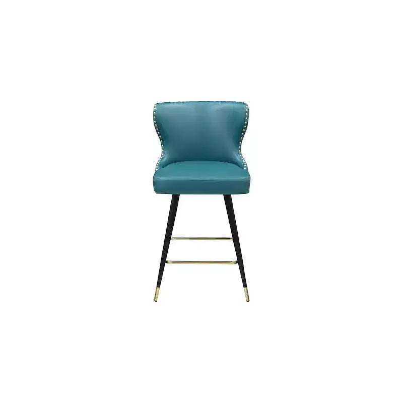 Tabourets de bar/comptoir Hendrix Meridian Furniture en cuir végétalien bleu, lot de 2