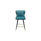 Tabourets de bar/comptoir Hendrix Meridian Furniture en cuir végétalien bleu, lot de 2