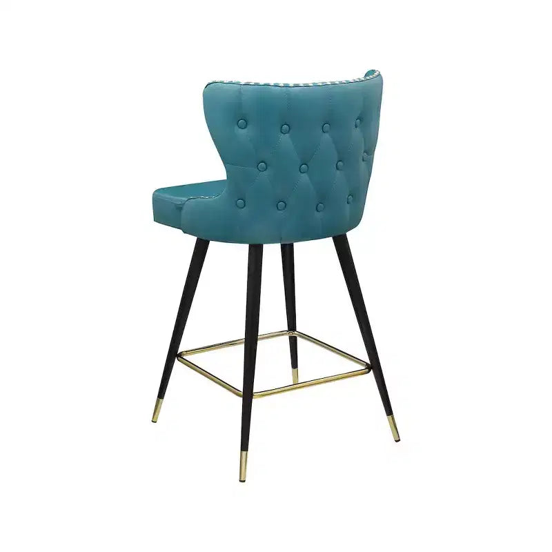 Tabourets de bar/comptoir Hendrix Meridian Furniture en cuir végétalien bleu, lot de 2