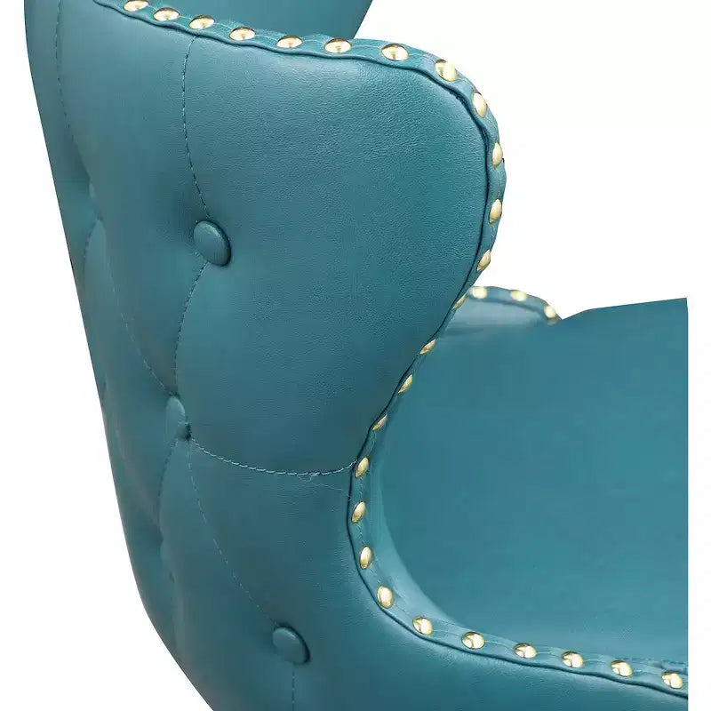 Tabourets de bar/comptoir Hendrix Meridian Furniture en cuir végétalien bleu, lot de 2