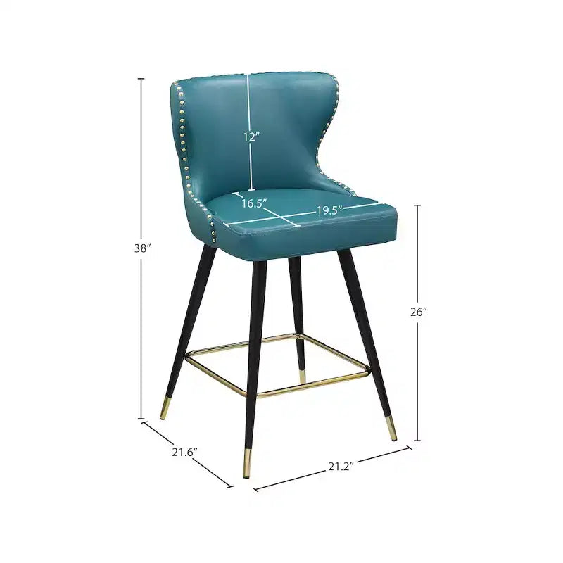 Tabourets de bar/comptoir Hendrix Meridian Furniture en cuir végétalien bleu, lot de 2