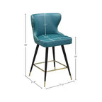 Tabourets de bar/comptoir Hendrix Meridian Furniture en cuir végétalien bleu, lot de 2