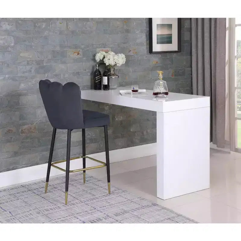 Tabourets en velours gris Meridian Furniture Lily, lot de 2